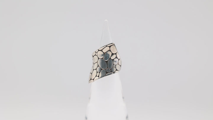 John Hardy Palu Bulan 925 Silver Batu Bamboo Checker Board Cut Gem Ring- Size 6.5