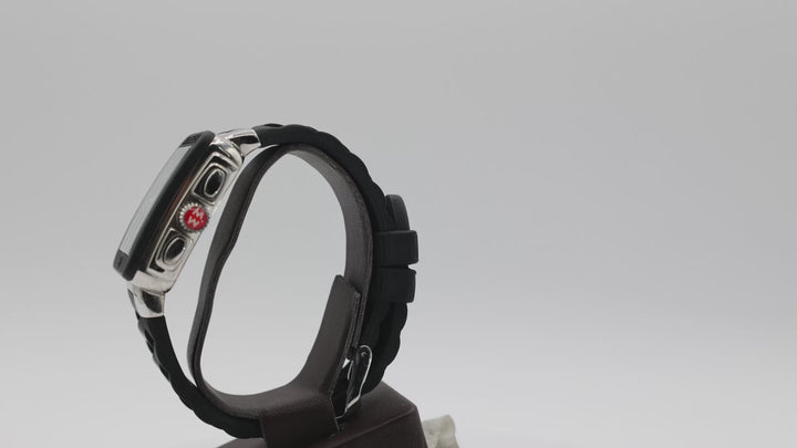 Michele Park Jelly Bean Black Silicone Watch With Silver Tone Accents