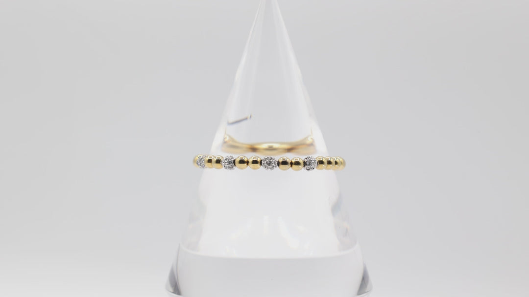 Michael Kors Yellow Gold Tone & Crystal Beaded Stretch Bracelet