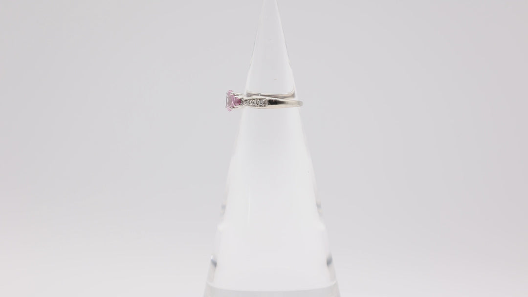 14k White Gold Pink Sapphire and Diamond Ring Size- 5.75