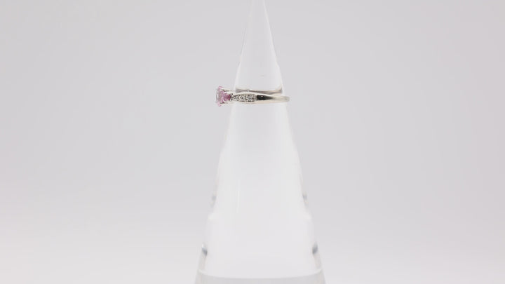 14k White Gold Pink Sapphire and Diamond Ring Size- 5.75