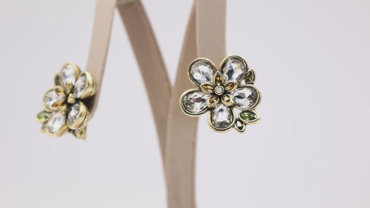 Heidi Daus Vintage Crystal Flower Clip On Earrings
