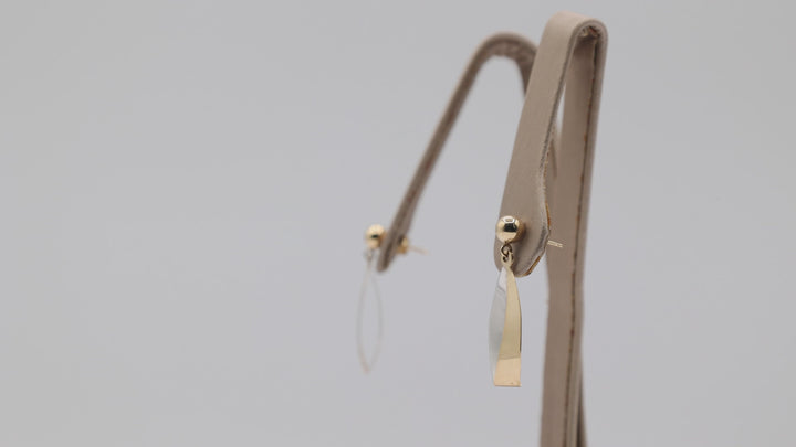 14K Yellow Gold and White Gold Oval Dangle Earrings