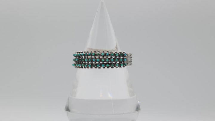 925 Sterling Silver Vintage Zuni Snake Eye Three Layer Cuff Bracelet