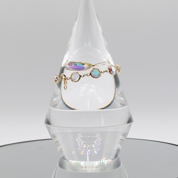 Gold Plated Swarovski Multicolor Crystal Bracelet - 7.5 inches