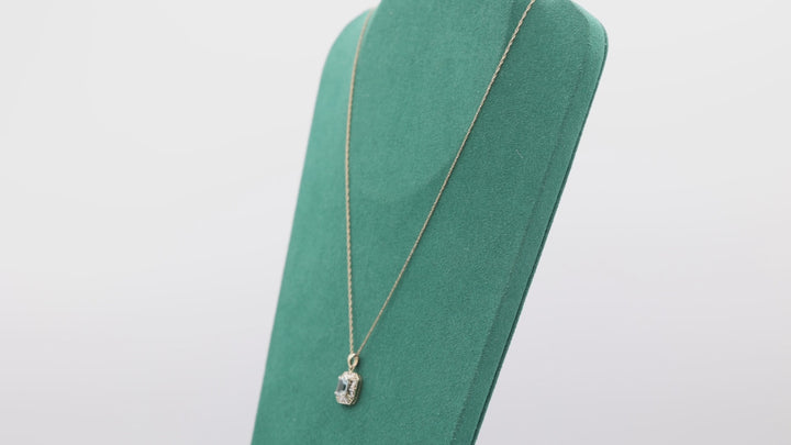 10k Yellow Gold Blue Topaz and White Diamond Filigree Pendant Necklace - 9.5 in.