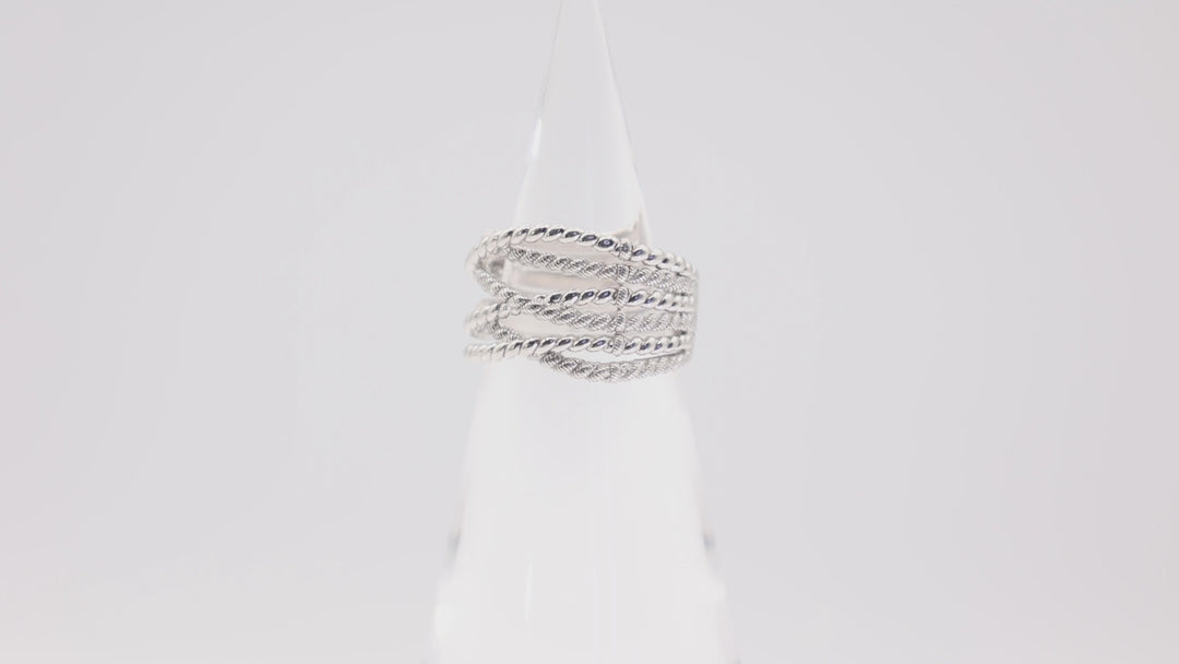 Judith Ripka 925 Eternity 5 Band Braided Ring- Size 10.5