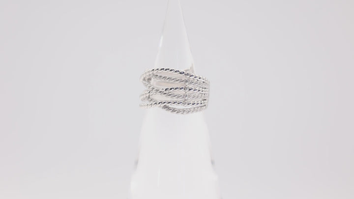 Judith Ripka 925 Eternity 5 Band Braided Ring- Size 10.5