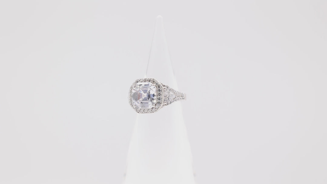 925 Sterling silver Judith Ripka Cubic Zirconia Rhodium Ring Size -7