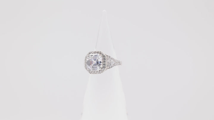 925 Sterling silver Judith Ripka Cubic Zirconia Rhodium Ring Size -7