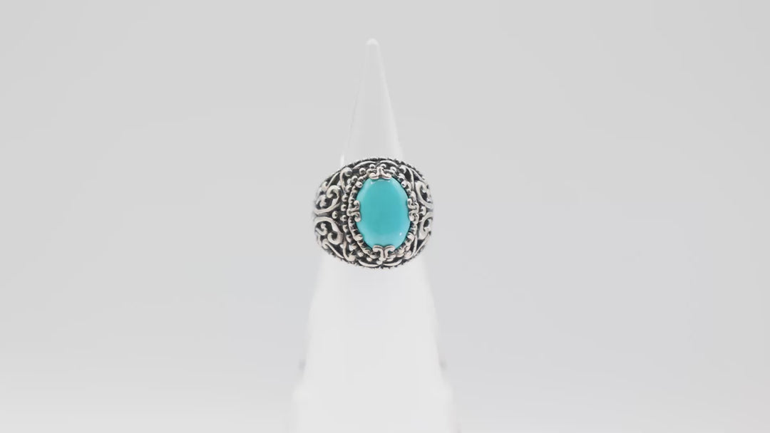 Sterling Silver Turquoise Ring by Carolyn Pollack Size 7.75