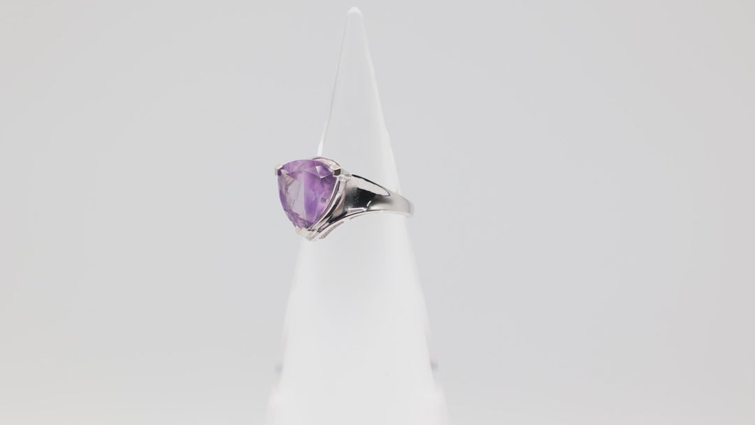 Effy 14k White Gold Trillion Cut Amethyst Ring Size 7