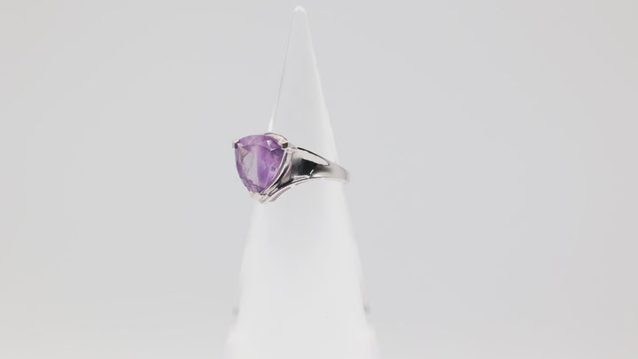 Effy 14k White Gold Trillion Cut Amethyst Ring Size 7