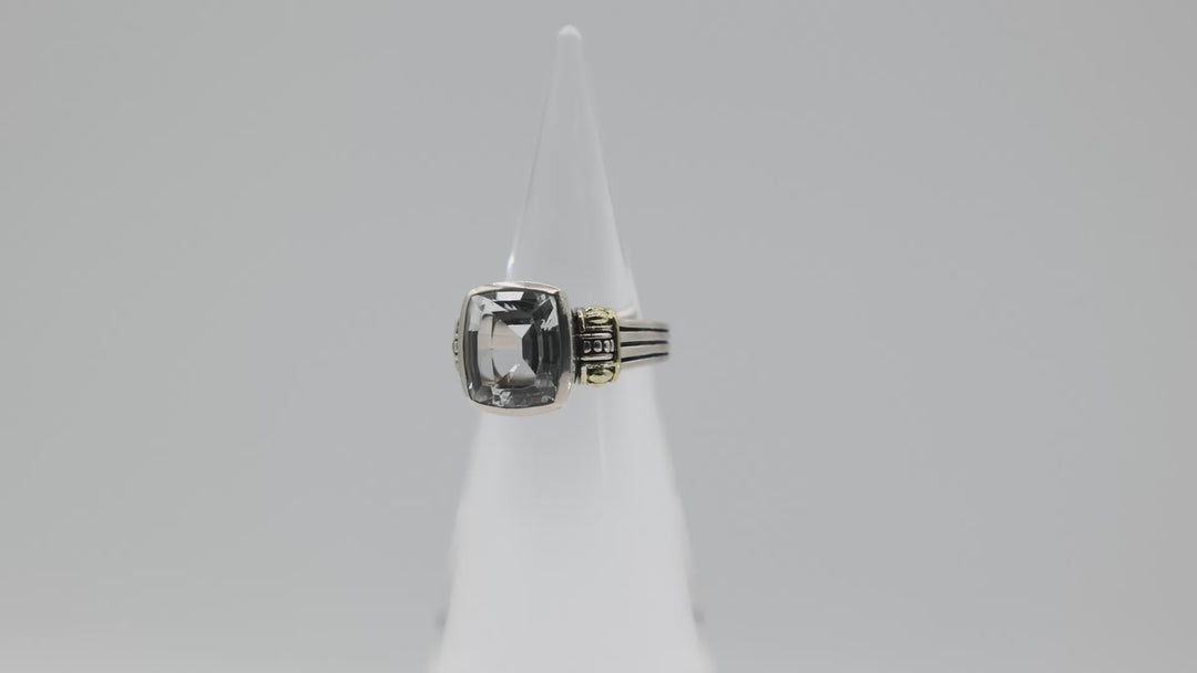 Lagos 925 18K Caviar Ring White Quartz 12x10mm Size 7