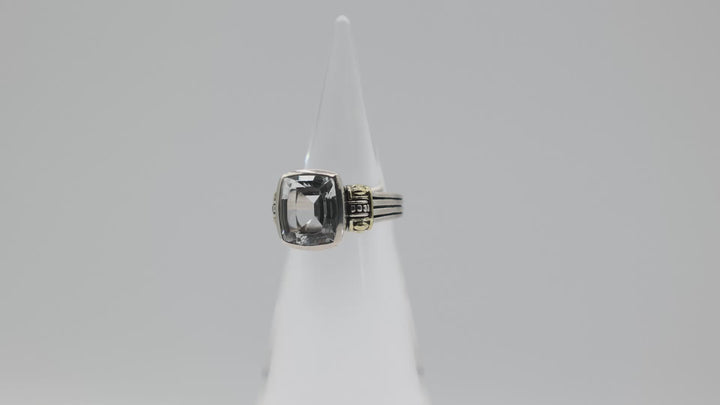 Lagos 925 18K Caviar Ring White Quartz 12x10mm Size 7
