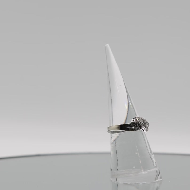 14k White Gold Diamond Bypass Ring - Size 6.75