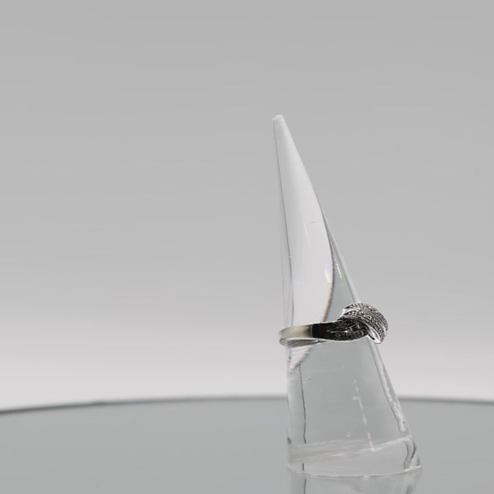 14k White Gold Diamond Bypass Ring - Size 6.75