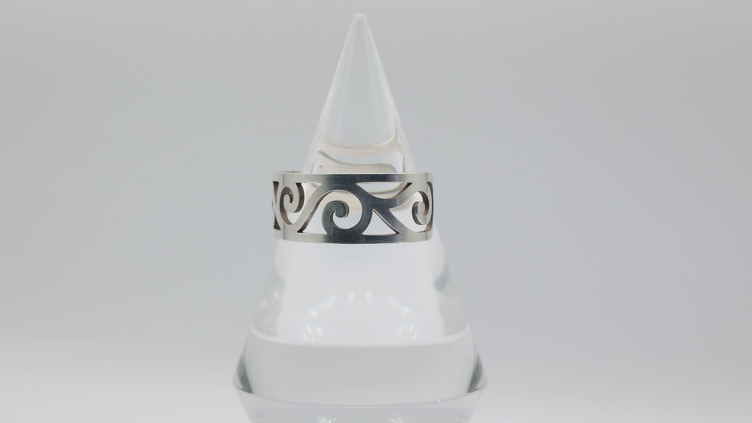 925 Silver Cuff Bracelet with Wavy Design Adjustable