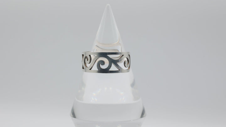 925 Silver Cuff Bracelet with Wavy Design Adjustable