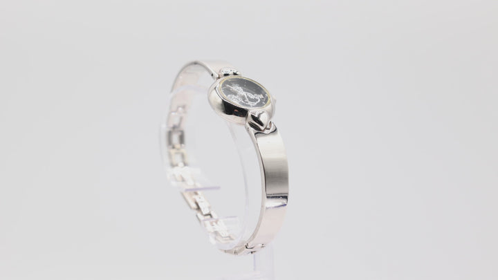 Disney Mickey Mouse Black And Silvertone Watch