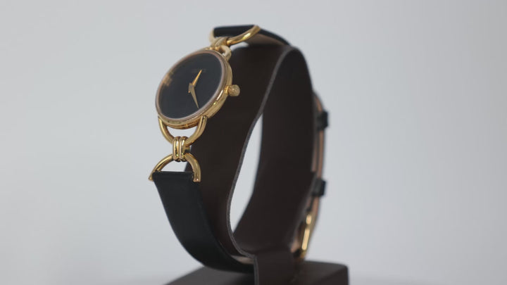 Gucci Vintage 6000L Gold Plated Black Watch
