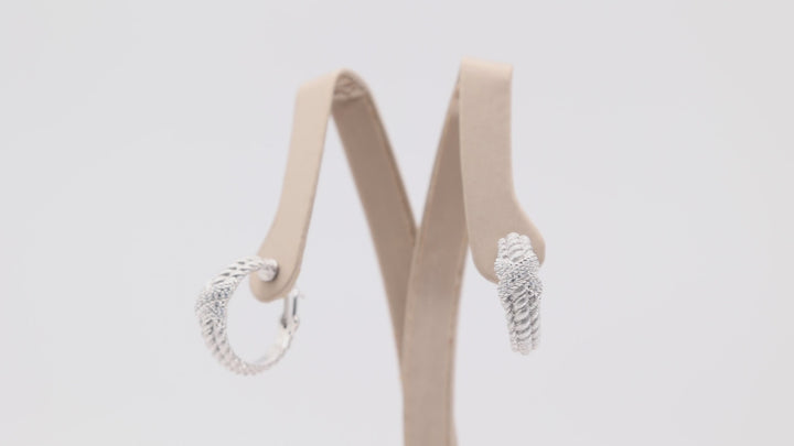 Judith Ripka 925 Sterling Silver Twisted Hoop X Earrings