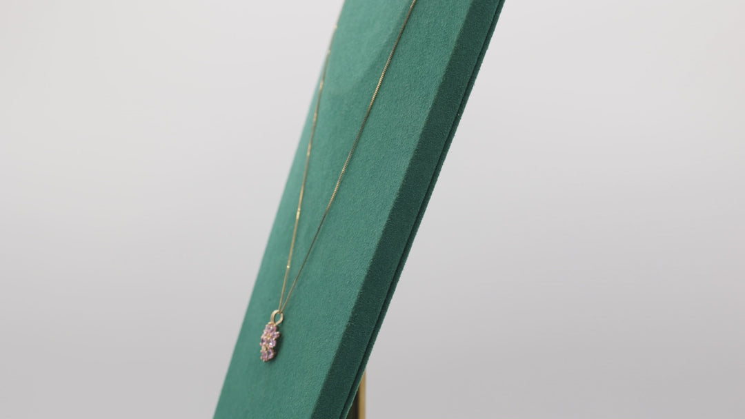 14k Yellow Gold 18 Inch Chain with Pink Sapphire Flower Pendant