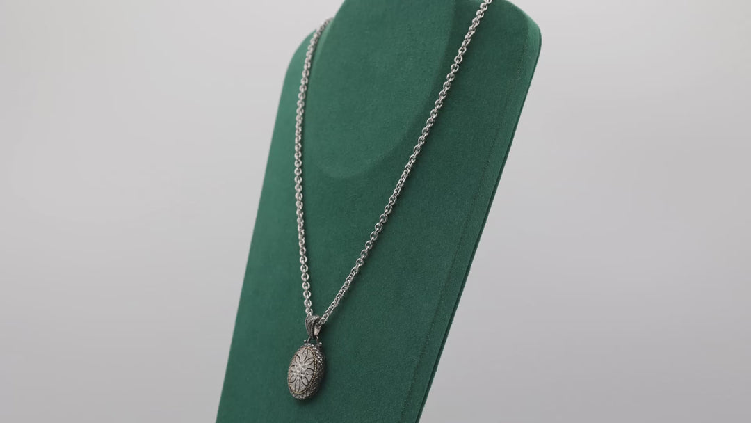 Andrea Candela Gold Accents And Pave Diamond Necklace In Sterling Silver
