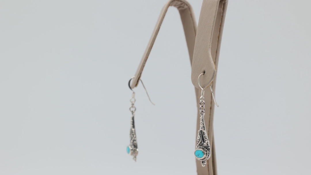 925 Sterling Silver Boho Style Turquoise Drop Dangle Earrings