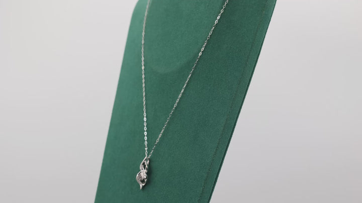 925 Sterling Silver 18 Inch Chain And Twisted Black Diamond Pendant Necklace