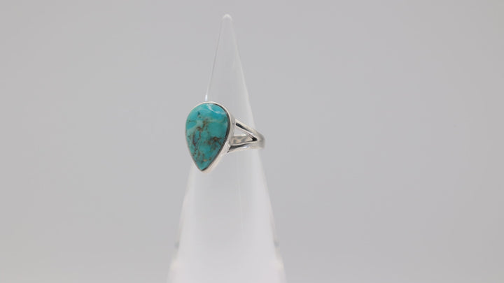 Sterling Silver Turquoise Teardrop Ring Size 6.75 Jewelry