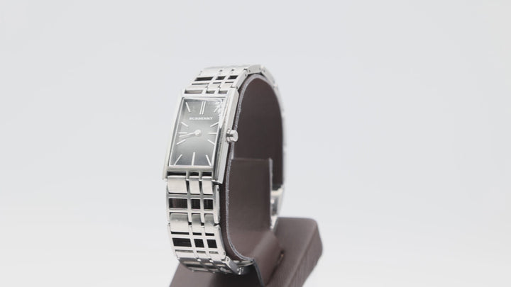 Burberry Stainless Steel Heritage Black Dial Rectangle Watch