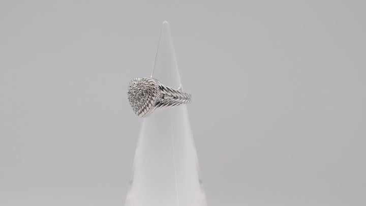 Judith Ripka 925 Sterling Silver Cubic Zirconia Heart Ring Size 4.75