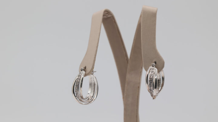 925 Sterling Silver Triple Strand Intertwined Hoop Earrings