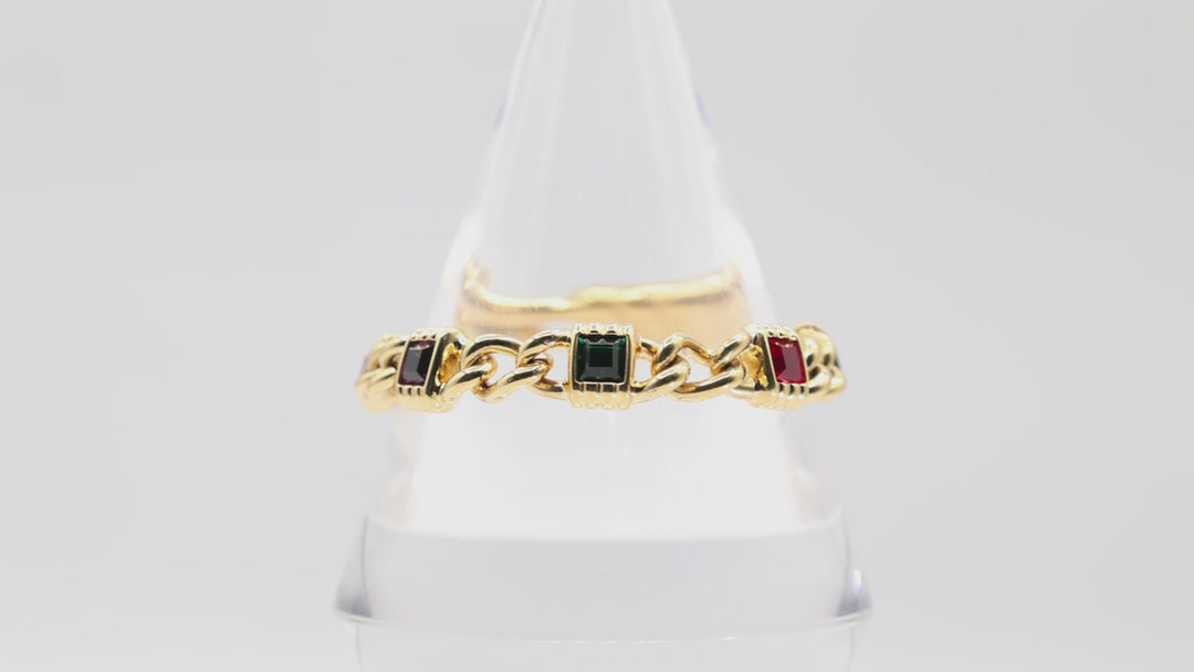 Vintage Multicolor Cushion Round Cut Link Tone Bracelet
