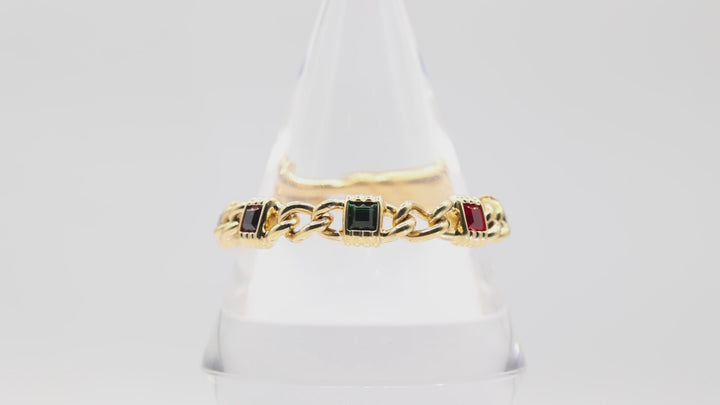 Vintage Multicolor Cushion Round Cut Link Tone Bracelet
