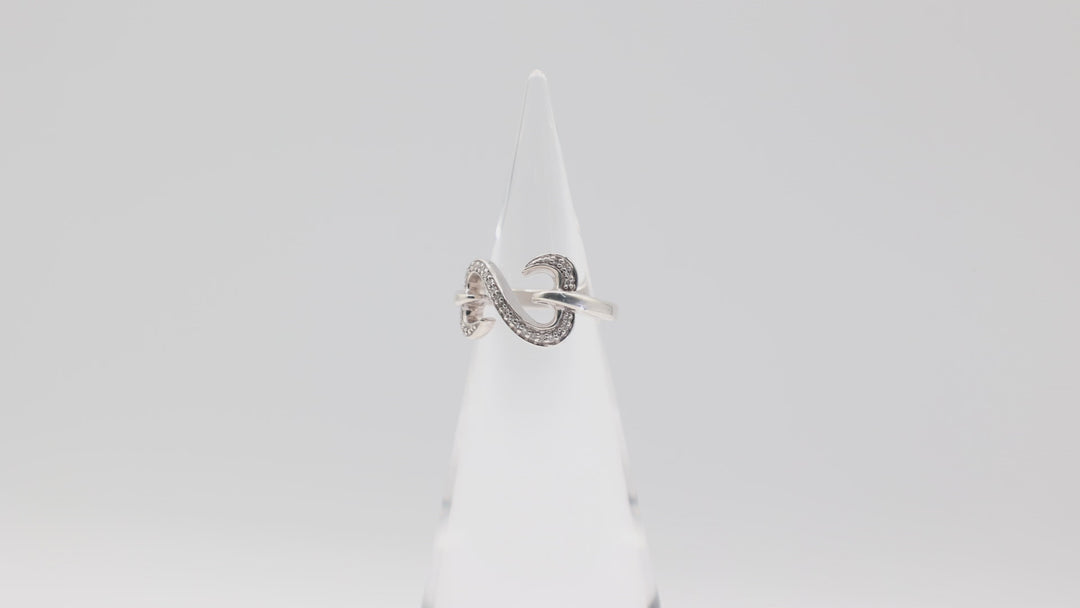 925 Sterling Silver White Diamonique 2 Heart Infiniti Heart Ring Size 6.5