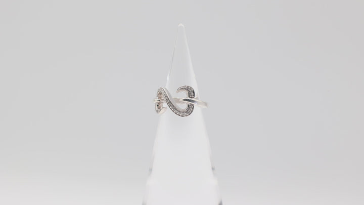 925 Sterling Silver White Diamonique 2 Heart Infiniti Heart Ring Size 6.5