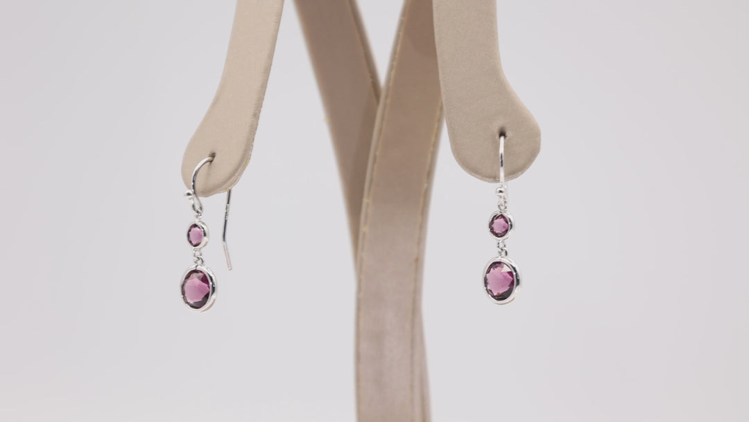 Swarovski 925 Silver Purple Crystal Dangle Earrings