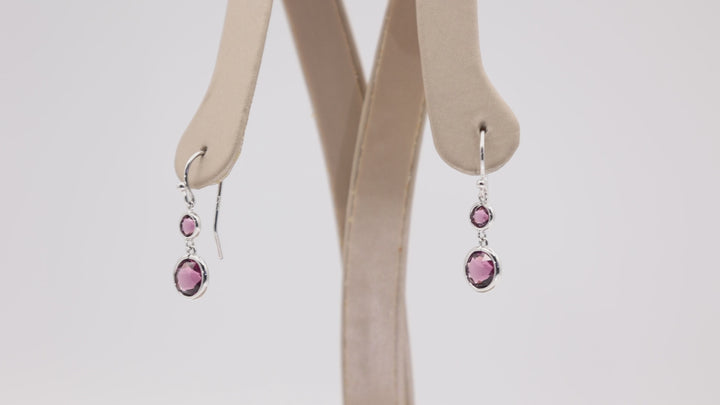 Swarovski 925 Silver Purple Crystal Dangle Earrings