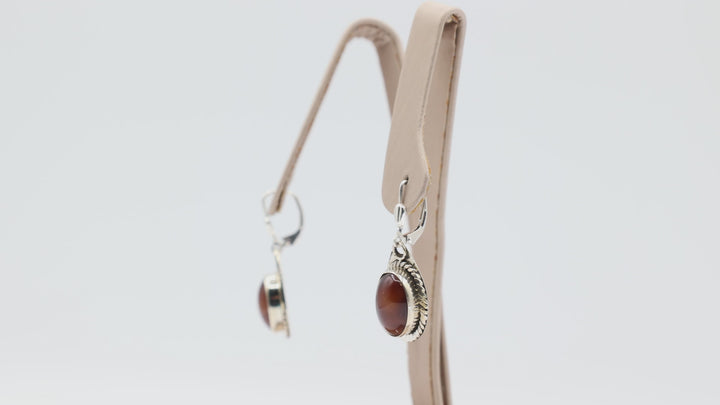 925 Sterling Silver Tiger Eye Dangle Earrings Jewelry