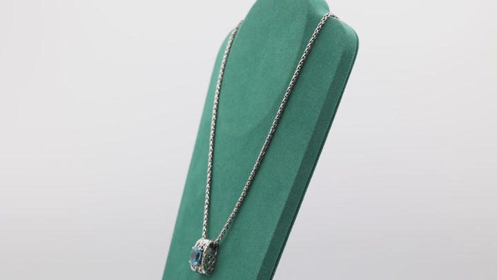 925 Sterling Silver Effy Blue Topaz Pendant on wheat chain