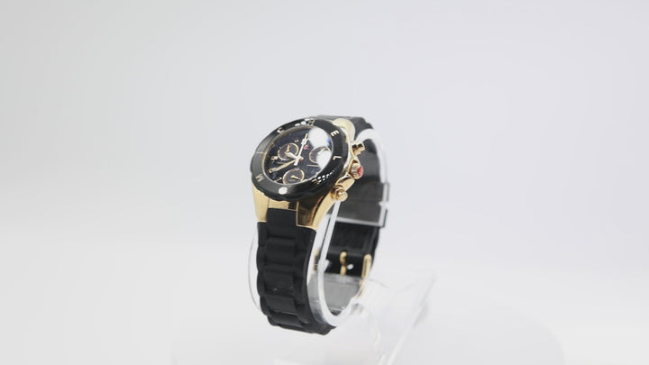 Michele Cape Tortoiseshell Bezel with Black Dial & Silicone Band