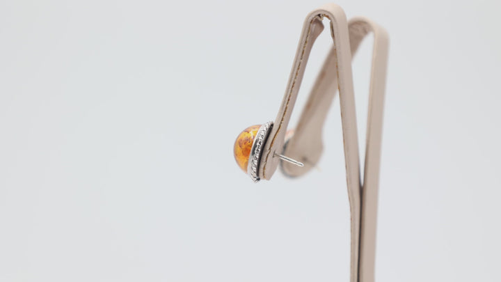 925 Sterling Silver 14mm Amber Stud Earrings