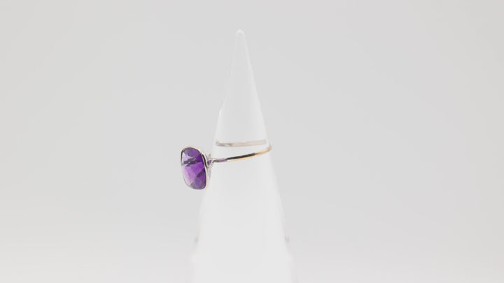 14k White Gold 12mm Purple Spinel Ring Size 7.75