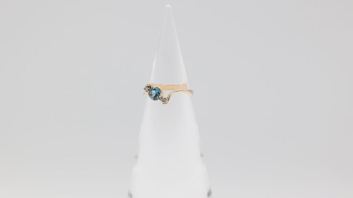 14k Yellow Gold Blue Topaz Ring With Diamond Accents Size 7