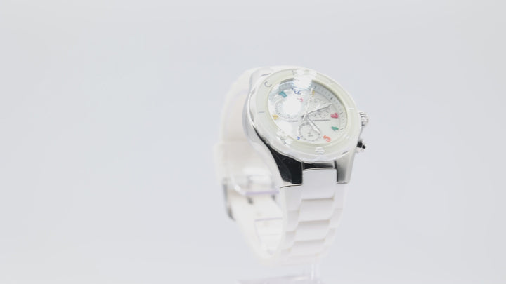 Michele Tahitian "Carousel" Rainbow Watch w/ White Jelly Bean Rubber Strap