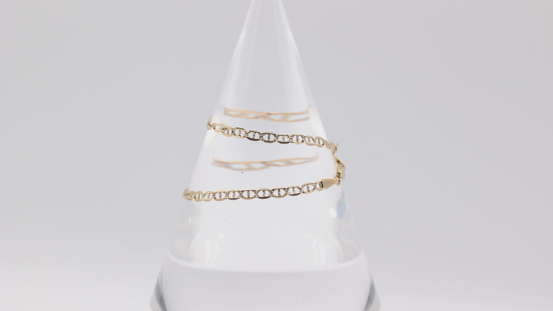 14k Yellow Gold 11.75 Inch Bottlecap Chain Anklet