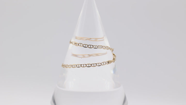 14k Yellow Gold 11.75 Inch Bottlecap Chain Anklet
