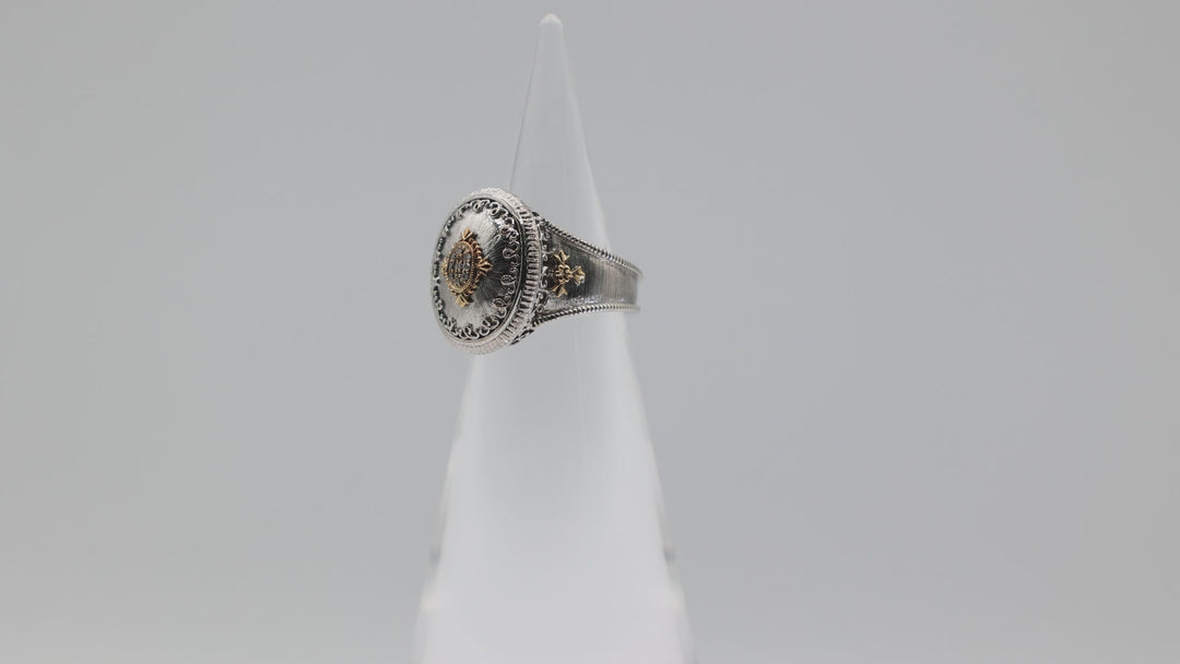 Gabriel And Co Diamond Accented Oval Ring Sterling Silver 18K Gold Size 5.75